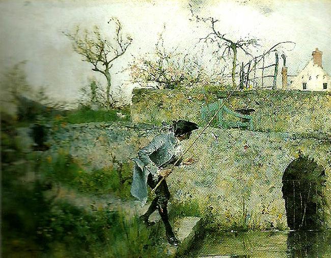 Carl Larsson hostmotiv karin i grez France oil painting art